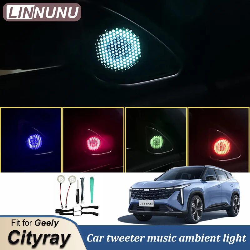LINNUNU Car tweeter music ambient light for Geely Cityray Tweeter HiFi Music Stereo Horn Atmosphere light Decor Refit Boyue cool
