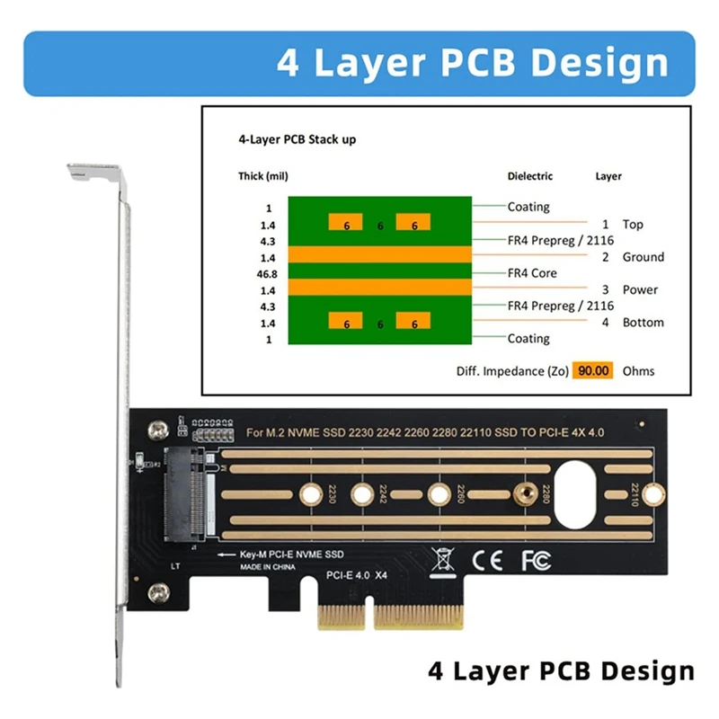 Top-M.2 Nvme SSD To PCIE Adapter M-Key Interface Card For M.2 Nvme SSD To Pcie X16 Hard Drive Disk Adapter Expansion Card