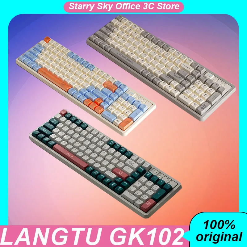 Langtu Gk102 Mechanical Keyboard Wireless Three Mode 102keys Hot Swap Rgb Ergonomics Customized Gaming Keyboard Laptop Accessory