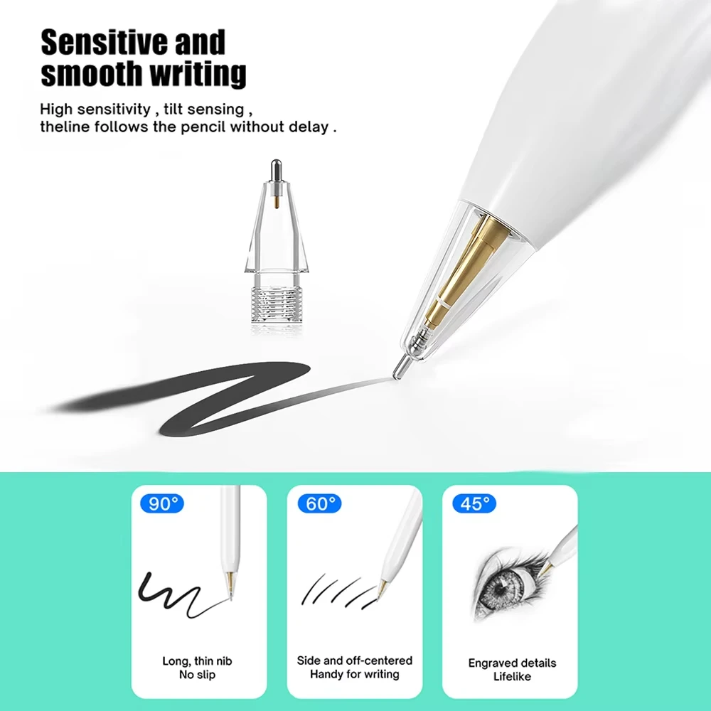 New Tip for Apple Pencil Tip Nib for Apple Pencil 1st 2nd Generation 1 2th Gen Pencil Replacement Tip 2H 2B 4.0 Transparent Nib