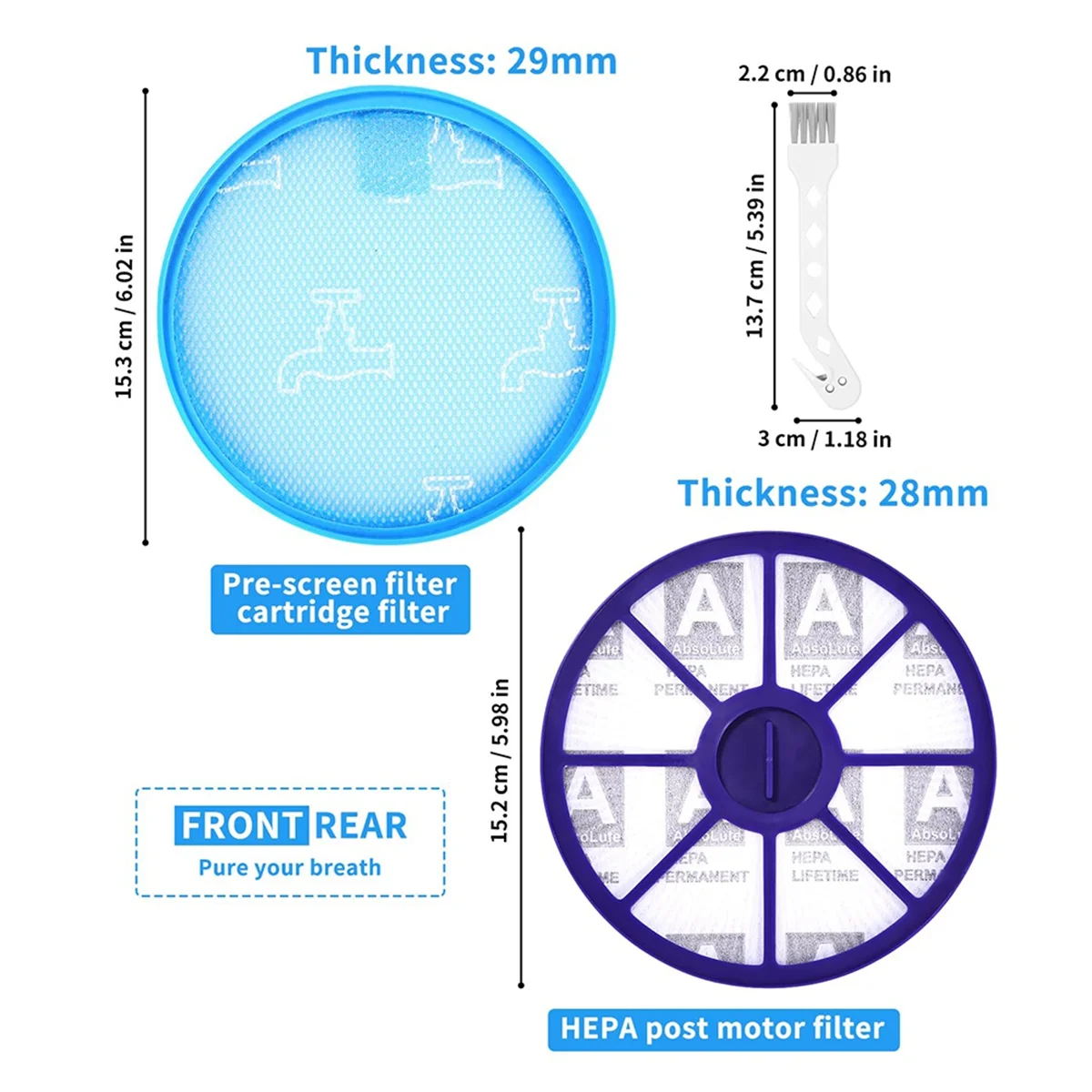 HEPA Filter Vacuum Cleaner Accessories for Dyson DC19, DC20, DC21, DC29, Replacement Filter for Upper and Lower Motor