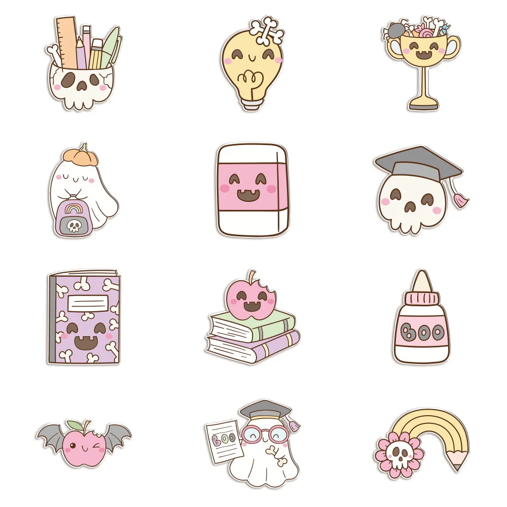 

1-12pcs Cute Pumpkin Skull Witch Hat Bat Candy Designs-Pastel Colors- Lightweight Acrylic Shoe Decorations For Halloween Parties