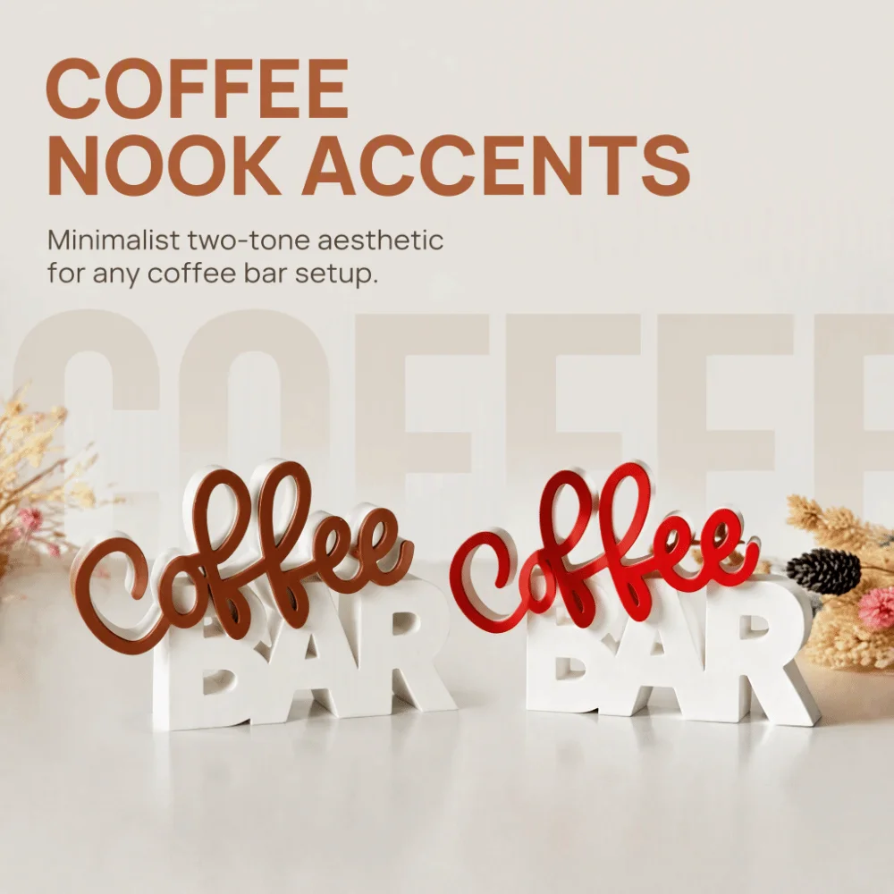 Two-Tone Color Coffee Bar Tabletop Statue Coffee Themed Minimalist Coffee Tray Decor Figurine Geometric Lines Plastic
