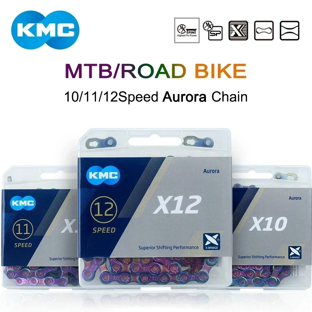 KMC Aurora Bicycle Chain X10 X11 X12 MTB Chains 10S 11S 12S Road MTB Bike Current Mountain Bikes Curren for Shimano SRAM Parts