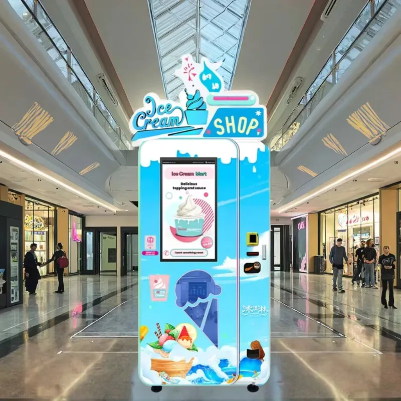 Multi Language Touch Screen Ice Cream Vending Machine Global Language Option Unmanned Vending Maker For Overseas Market
