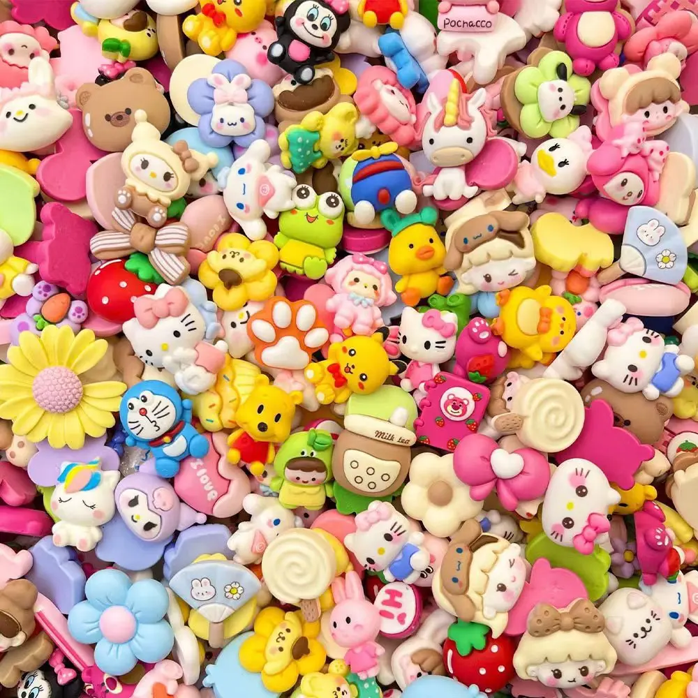 Mix 50pcs Cute Cartoon Sanrio 3d Guka Idol Photo Decorative Resin Mini Accessories Hairpin Cup Diy Accessories Gift