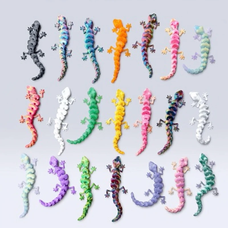 30PCS 3D Printed Gecko with Movable Joints - Fun Desk Toys, Random Colors, Cool Gift for Kids & Collectors