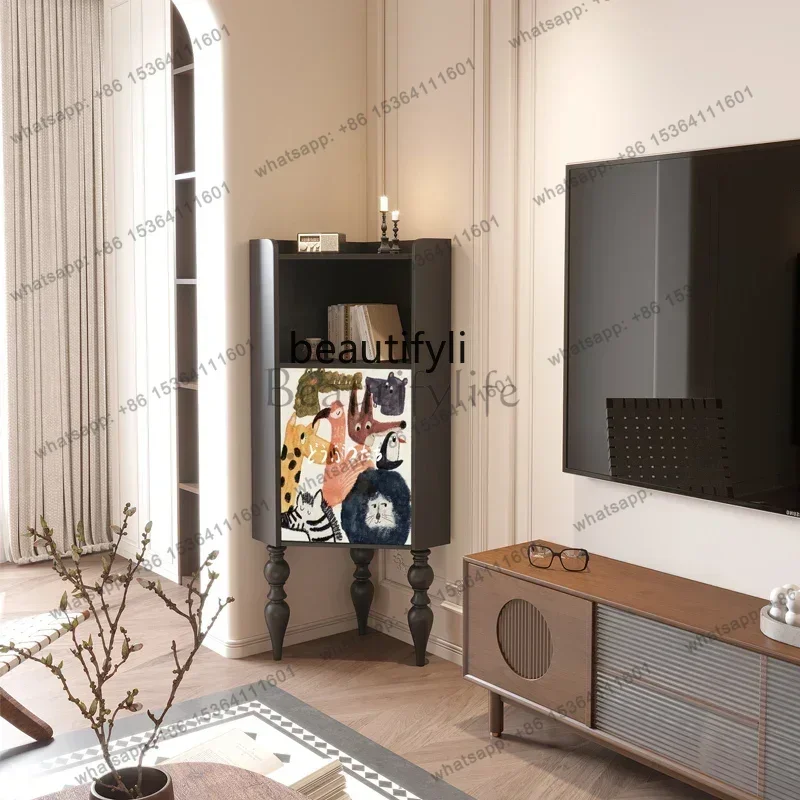 

Household solid wood triangular cabinet, bedroom decoration corner storage cabinet living room storage,multi-functional locker