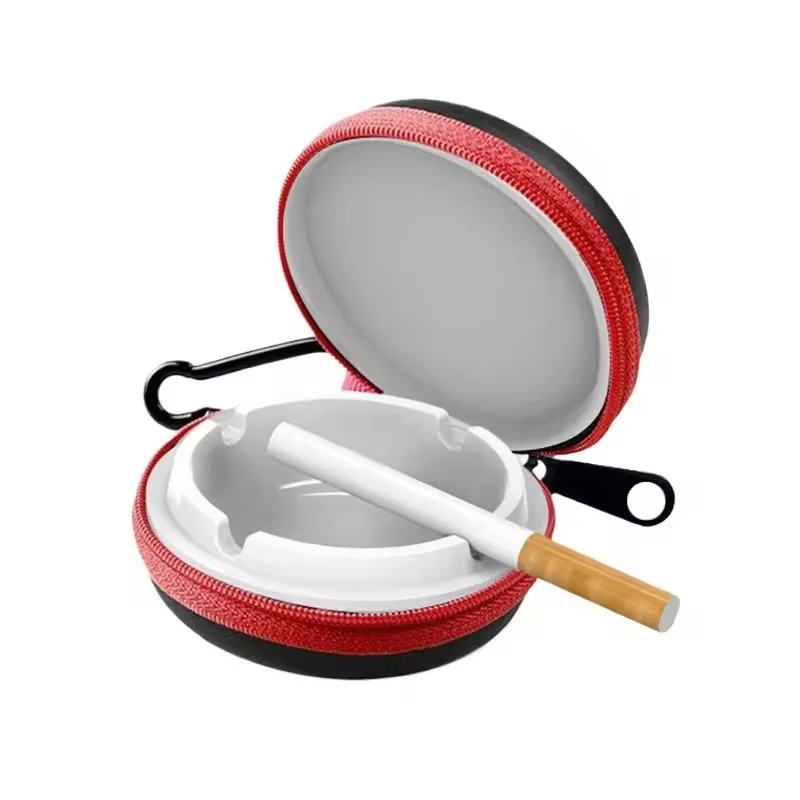 

Portable Pocket Ashtray with EVA Bag - Windproof Odor Proof Lid & Zipper, Key Ring for Outdoor/Car/Travel, Gift for Boyfriend