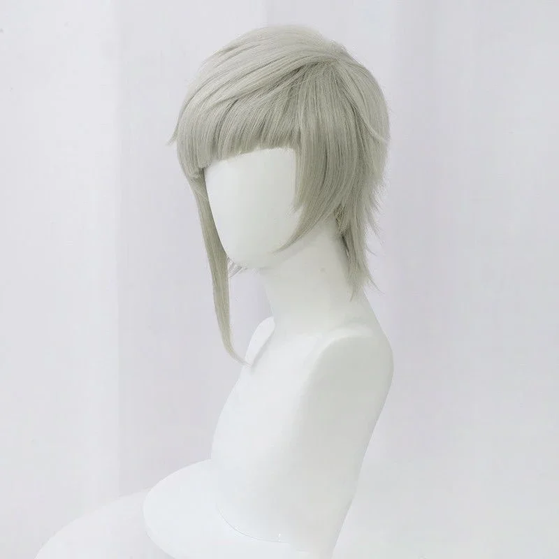 Peruka postaci męskiej z anime Bungo Stray Dogs, Nakajima Atsushi, nakrycie głowy do odgrywania ról, ozdoba głowy, krótkie włosy z grzywką na bok.