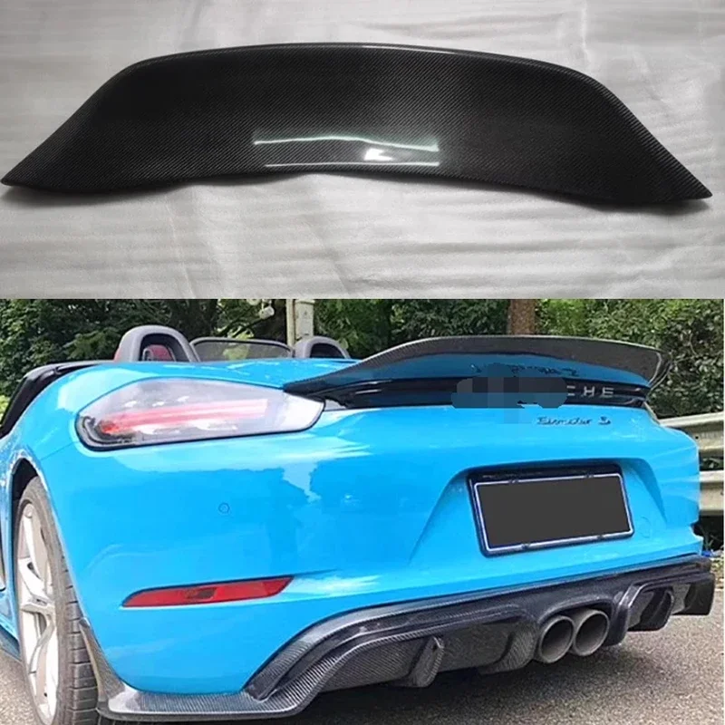 For Porsche 718 982 Cayman Boxster Carbon Fiber Tail fins Rear Trunk Spoiler Guide Wing Rear Wing diverter Car Accessories