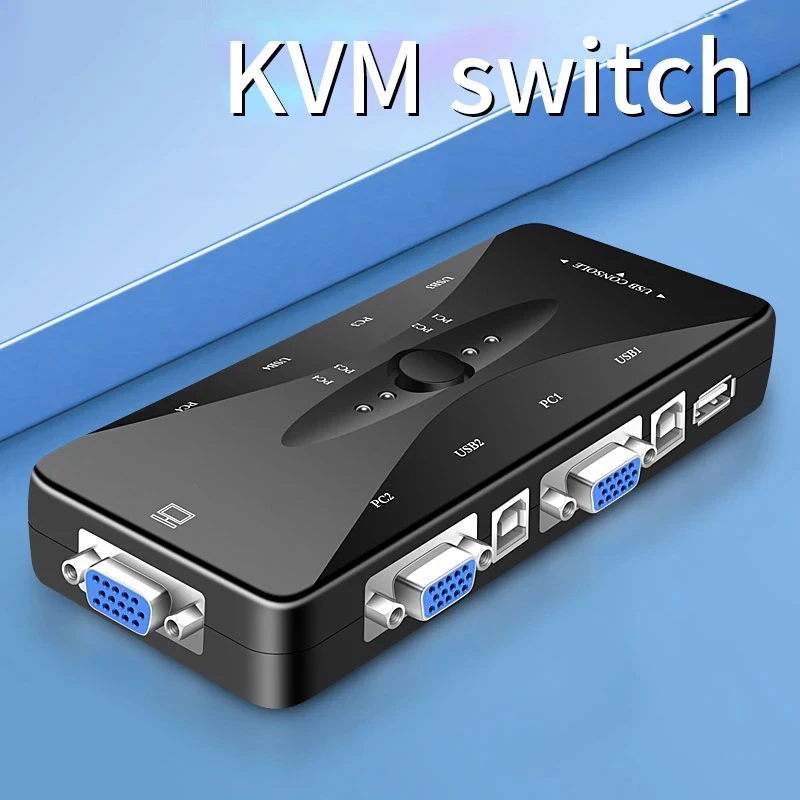 2/4 Port VGA KVM Switch 1080P USB 2.0 4 In 1 Out VGA Splitter Mouse Keyboard Printer Pendrive Monitor Share Switcher Box Adapter