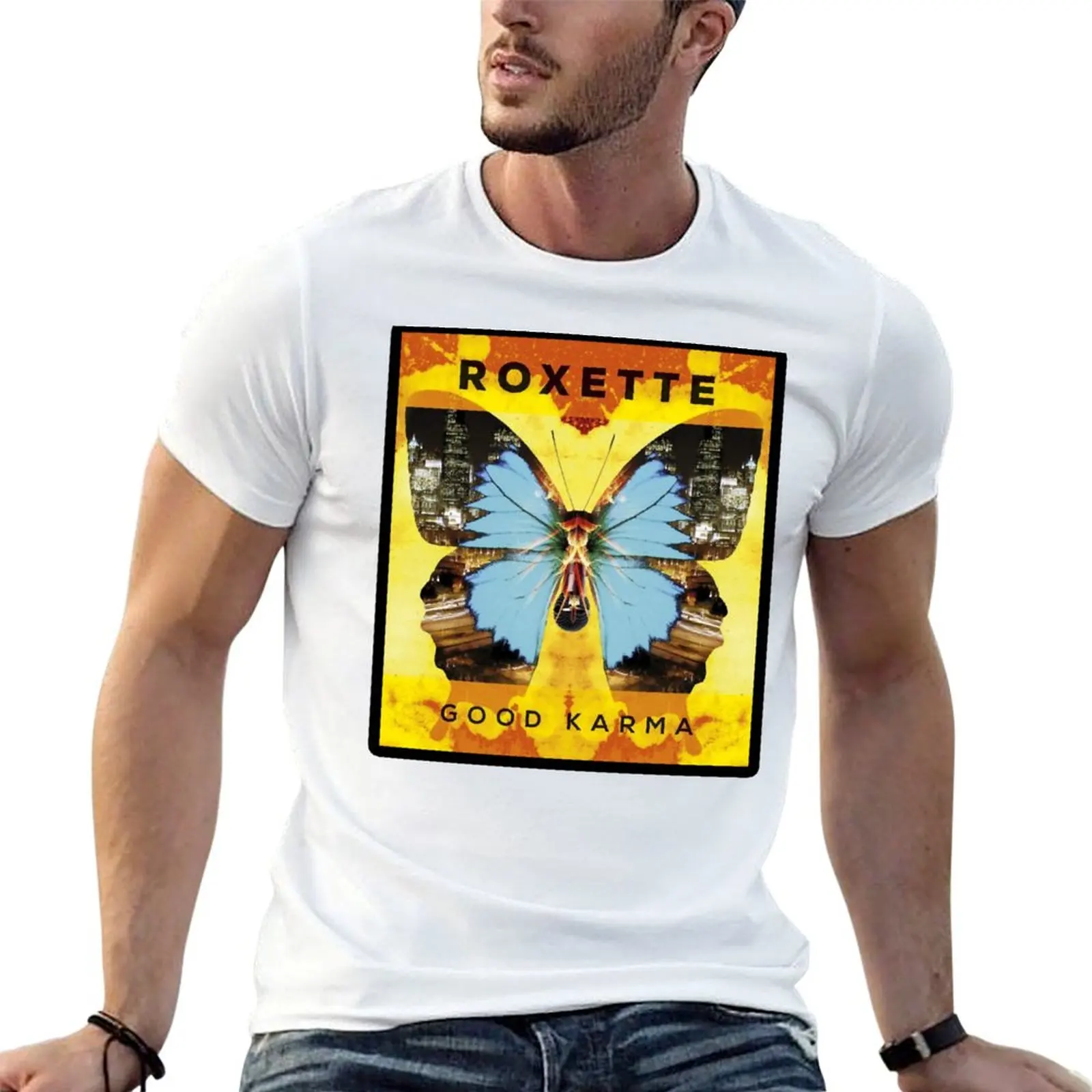 Camiseta ROXETTE-MUSIKKUNST, camiseta de algodón, camiseta pack man, camiseta de algodón para hombre, camiseta de marca de lujo 100% algodón