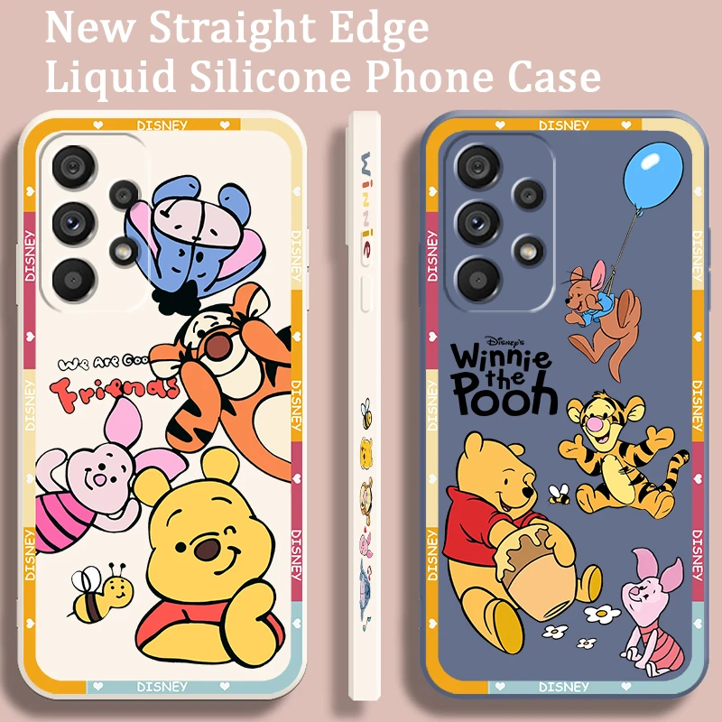 Disney Winnie Pooh Anime For Samsung Note 20 10 A54 A31 A14 A03 A22 A34 A04 A24 Ultra Plus 5G Liquid Left Rope Phone Case