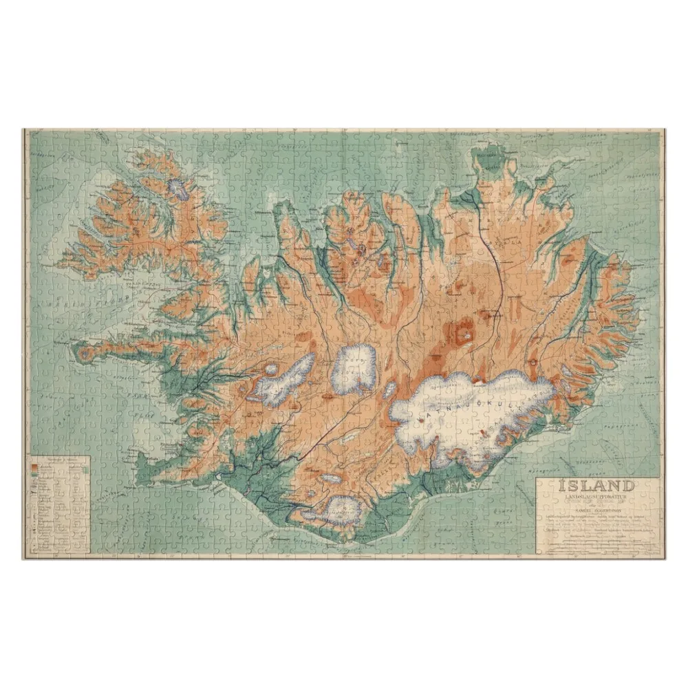 1928 Vintage Map of Iceland Jigsaw Puzzle Customized Gifts For Kids Custom Gift Diorama Accessories Puzzle