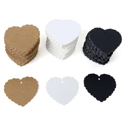 Etiquetas de papel Kraft en forma de corazón de amor, etiquetas de papel de regalo para manualidades DIY, Decoración de cumpleaños, boda, regalos del Día de San Valentín, 100 piezas