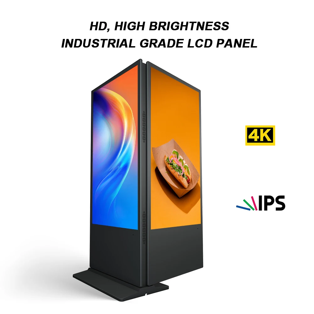 Indoor Dual Screen HD Full Color LCD Advertising  55 Inch Vertical Digital Signage Double Sided Screen Advertising Player