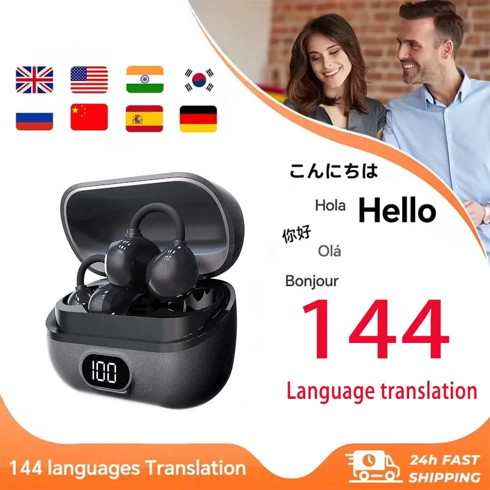 

AI Translation Earbuds Real Time,144 Language Translator EarBuds 40H Open Ear Wireless Bluetooth, Translating Headphones
