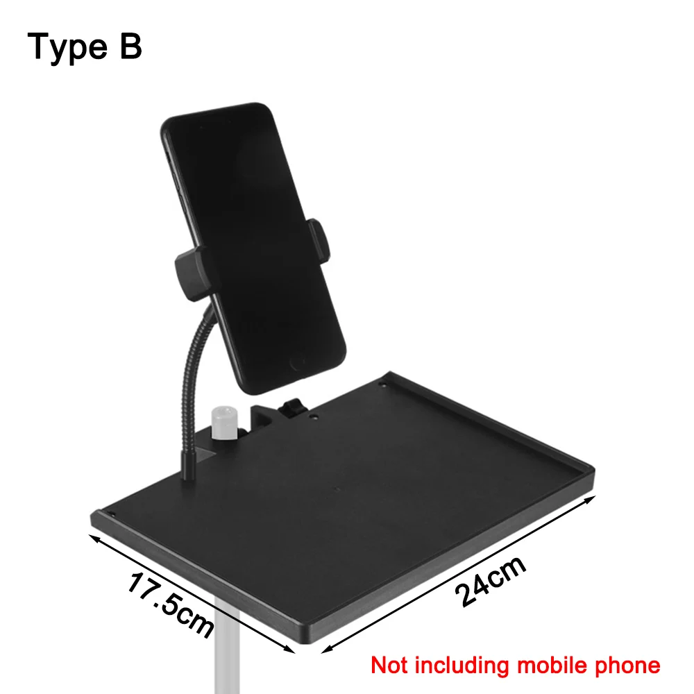 Bandeja de tarjeta de sonido de 24x17,5 cm, soporte para teléfono móvil, abrazadera de Clip, micrófono en vivo roscado de 1/4 pulgadas, soporte de plástico apto para soporte de trípode