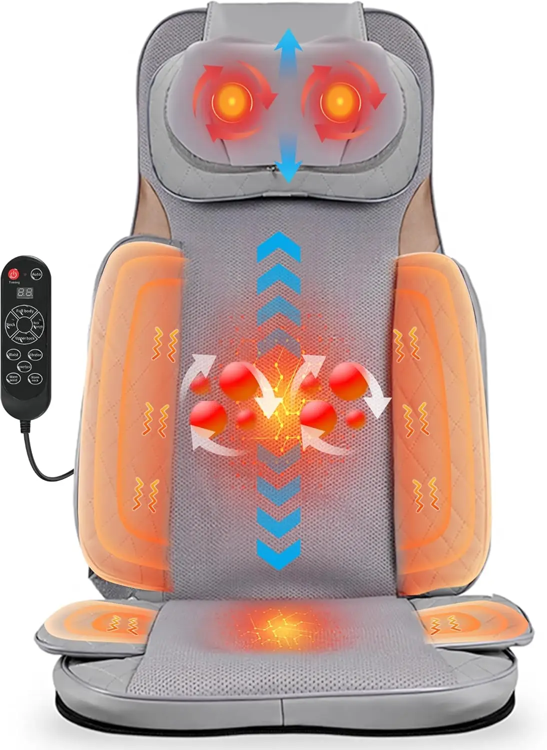 Back Massager for Pain Relief Deep Tissue, Rolling Up and Down Shiatsu Neck and Back Massager with Heat, 4D Kneading, Vibration,