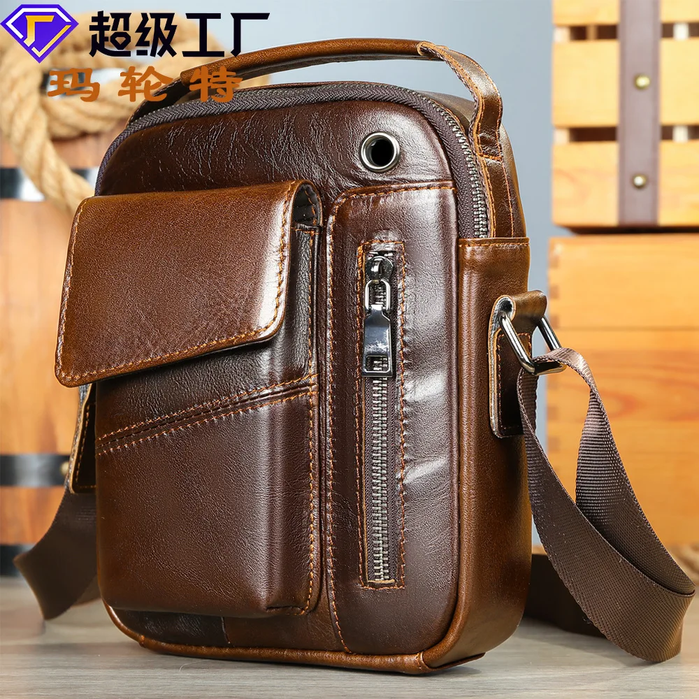 

MLT1-7512 Retro leather men's new shoulder bag, casual multifunctional business top layer cowhide crossbody bag