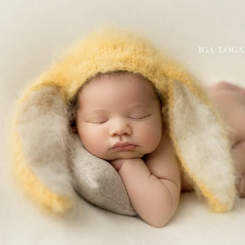 Boy Knit Cap Costume Infant Beanie Rabbit Ear Hat Accessories Props Newborn Photography Moving For Mother Kids Stuff Girl Items