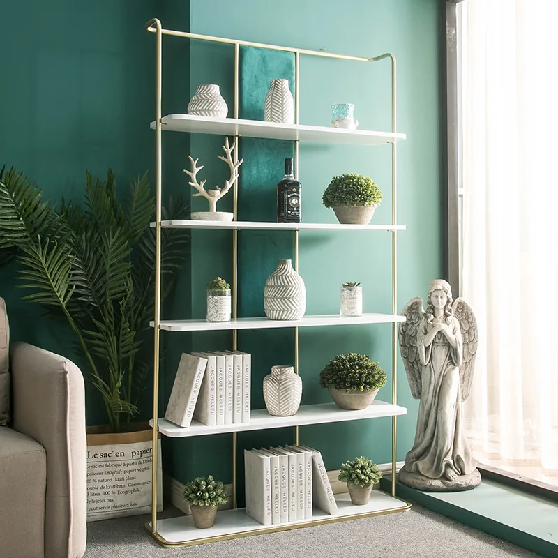 Creative art locker bookshelf living room floor-to-ceiling light luxury storage rack type wall multi-layer wrought iron display