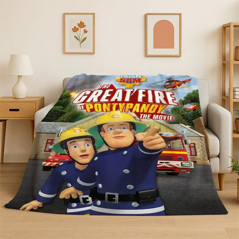 Brave Fireman Sam Child Cartoon Flannel Blanket,Ultra Soft Warm Plush Throw for Home Bedroom Bed Sofa Cover Office Camping gift