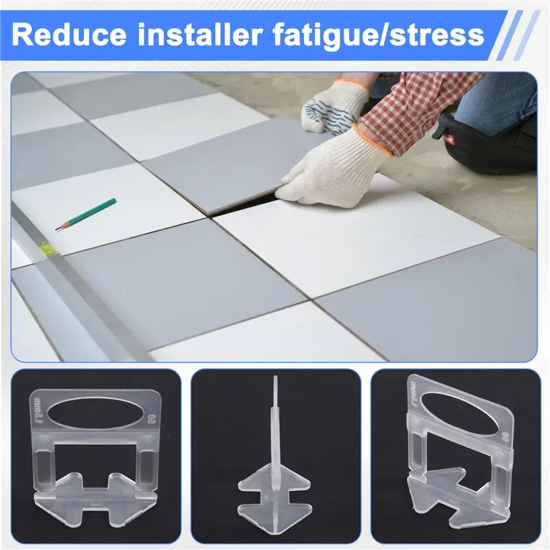 [HOT!A34R】 900PCS 1.5Mm Wall Floor Tile Leveling System Clips Spacers Straps Kit Set For Tile Laying Construction Tools