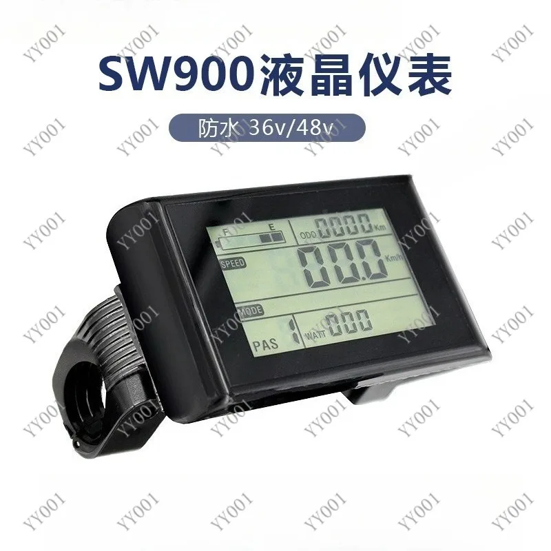 Waterproof SW900 Digital LCD Instrument 36V48V Ebike Speedometer With Headlight Connecting Wire For Modification