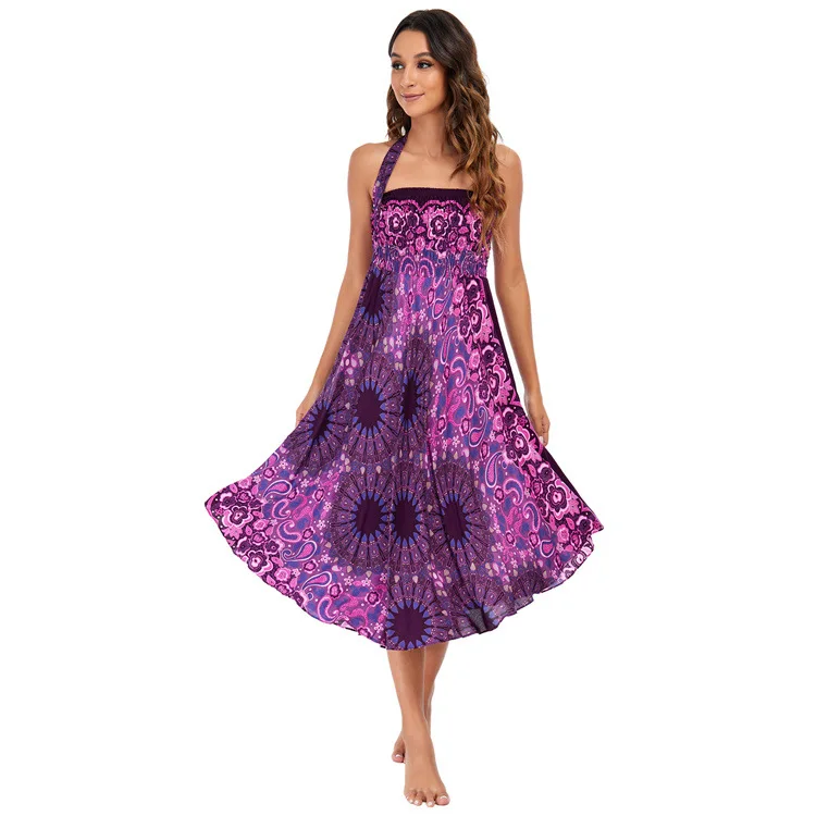 Maxi Boho Lange Röcke für Damen Bohemian Rock mit Blumenmuster Gypsy Boho Hippie Yoga Urlaub Strand – Detail 23