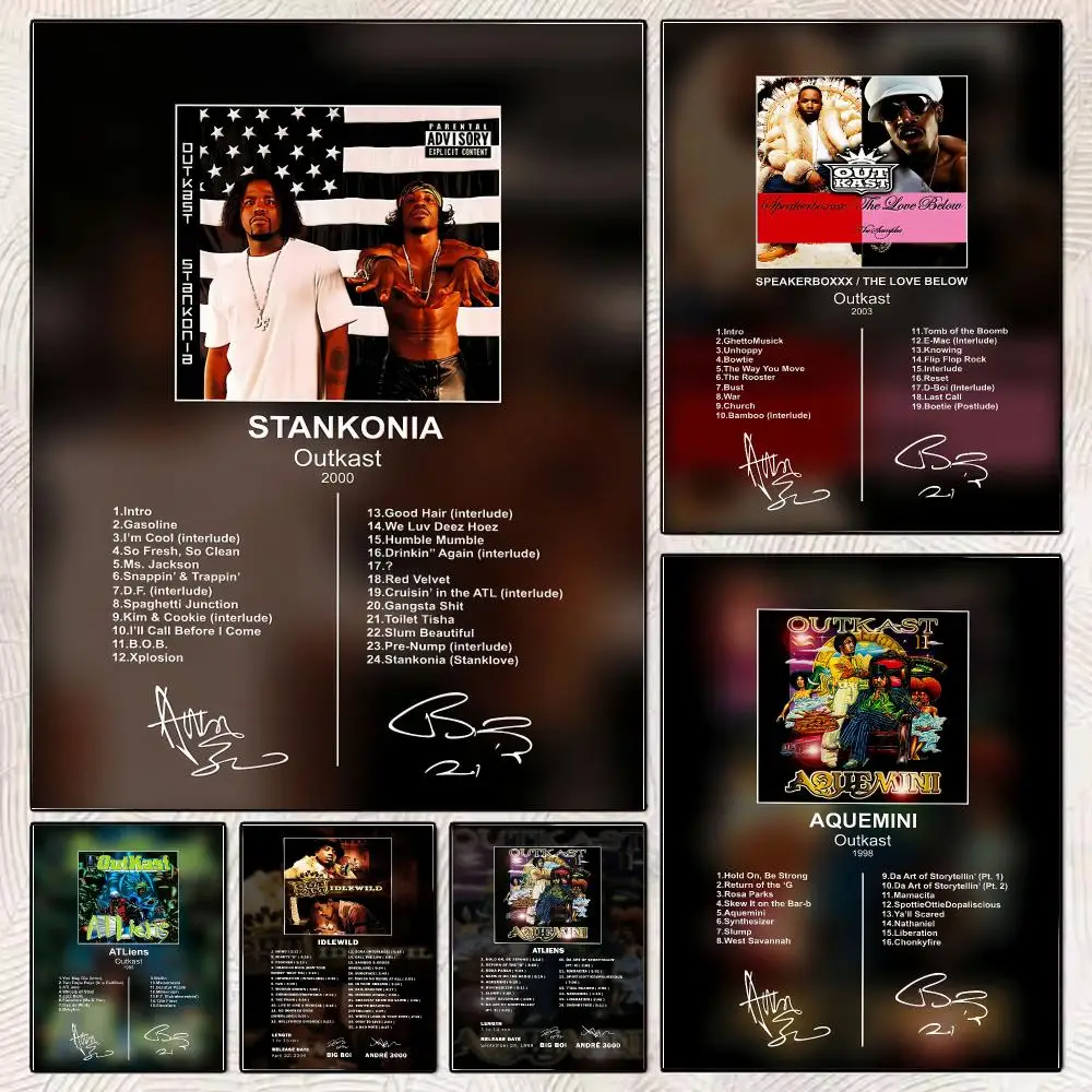 Band O-Outkast Andre 3000 Big Boi Painting Calligraphy Stylish Canvas Poster Wall Art for Living Room Bedroom Office Home Decor