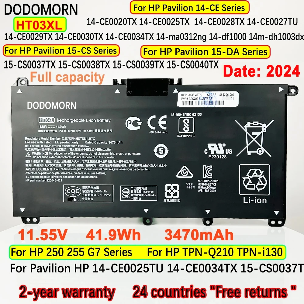 HT03XL Laptop Battery For HP Pavilion 14-CE 14-CF 14-CK 14-CM 14-DG 14-DF 15-CS 15-DA HSTNN-LB8L L11421-421 HSTNN-LB8M/DB8R