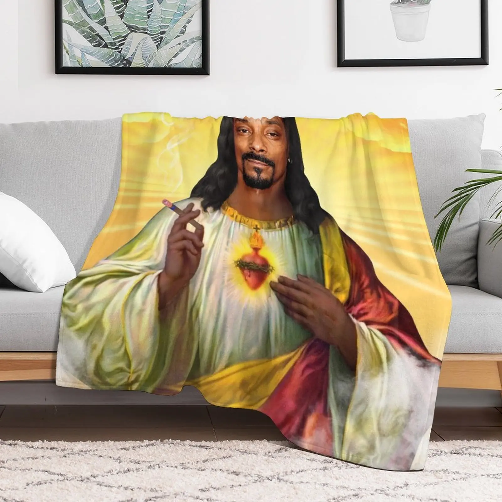 Saint -Jesus snoop dog Throw Blanket Loose Winter beds Shaggy Plaid Blankets