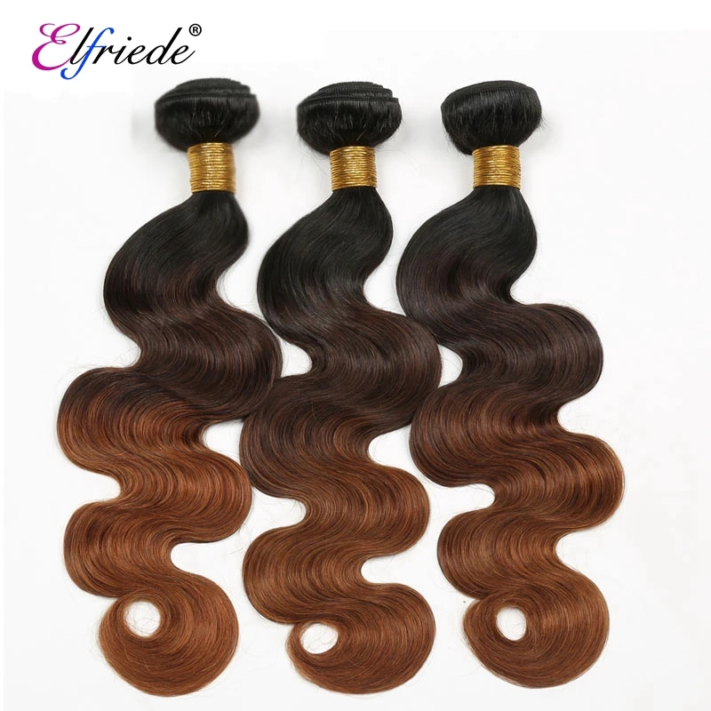 Elfriede #1B/4/30 Body Wave Ombre Colored Human Hair Weaving Bundles Hair Extensions 3/4 Bundles Deals Human Hair Sew In Wefts