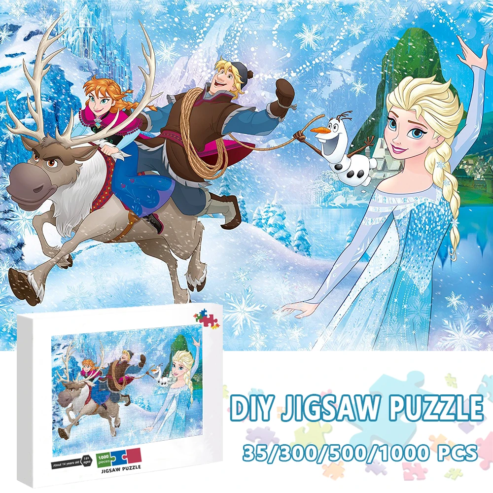 

1000 Pieces Frozen Puzzle Disney Cartoon Character Disney Princess Elsa Jigsaw Puzzle for Kids Educational Toys Decompress Games