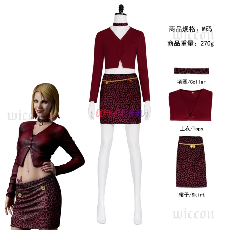 

Silent2Hill Nurse Maria Cosplay Costume Leopard Print Skirt Cosplay Set Role Play Suit Game Outfit For Women Girls