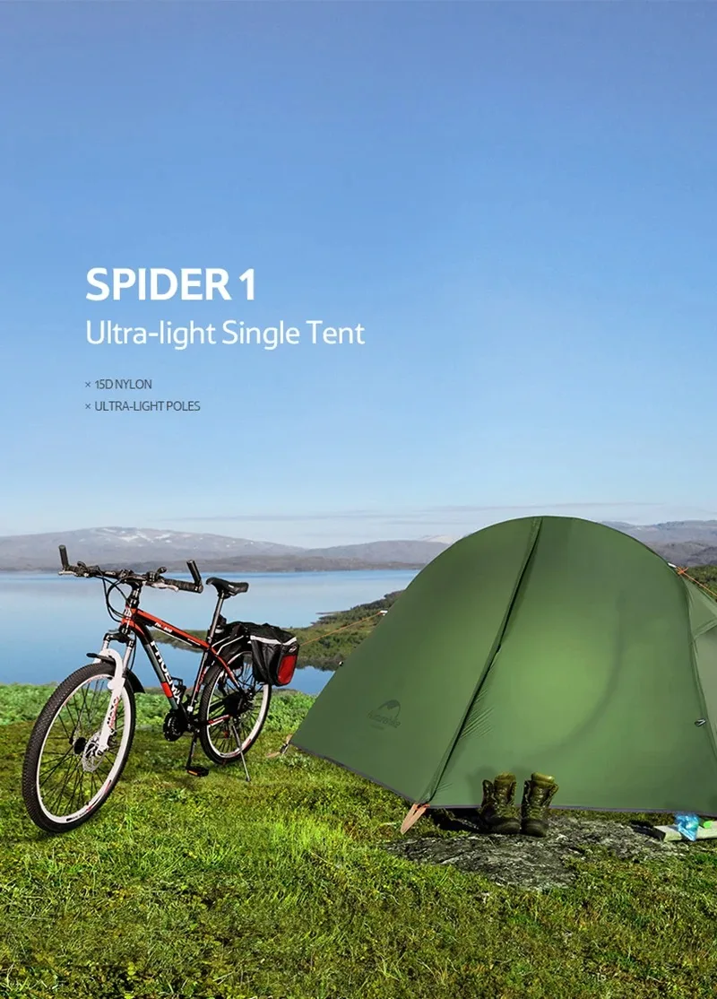 Naturehike 2026 Neues Campingzelt Ultraleicht Tragbar Wasserdicht 1-Personen-Nylon-Wanderzelt Fahrrad-Rucksack-Zelte – Detail 1