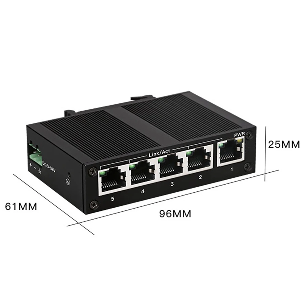 Jan.5 Port 100Mbps Network Switch Ethernet Industrial Grade Switch Unmanaged Rail Type Industrial Network Splitter