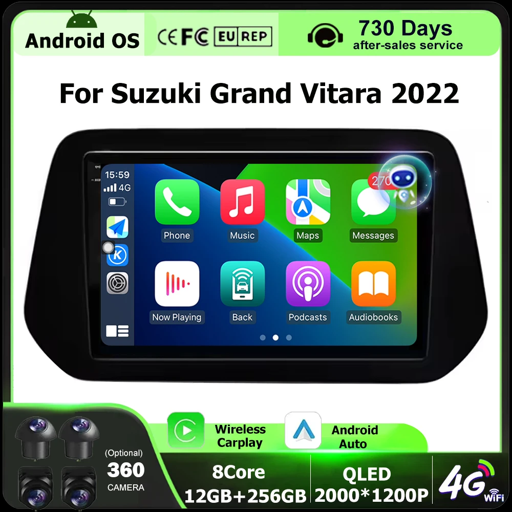 Android 16 Auto For Suzuki Grand Vitara 2022 Car Radio Multimedia Video Player GPS Navigation Stereo Wireless Carplay 4G BT DSP