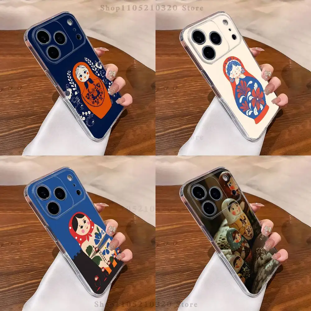 

Russian Art Matryoshka Phone Case For iPhone 17,16,15,14,13,12,11 Pro,Max,Plus,X,XS,XR,SE4,E Mini Transparent Soft Cover