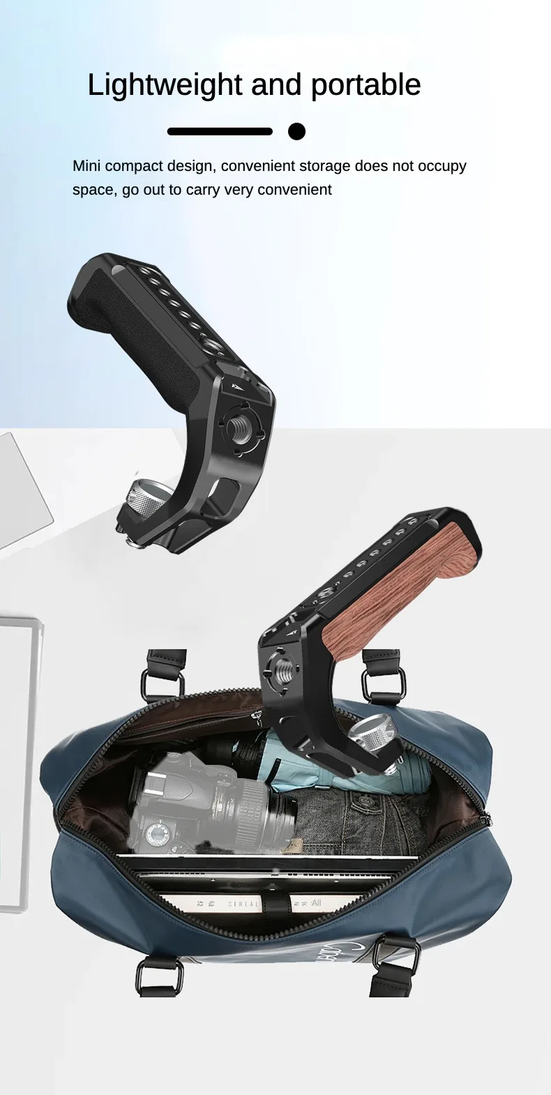 Kamera-Handgriff mit Arri-Befestigungsschraube, Monitor-Mikrofon-Rig, Cold Shoe für Nikon Canon Sony DSLR-Kamera-Gehäusegriff – Detail 7