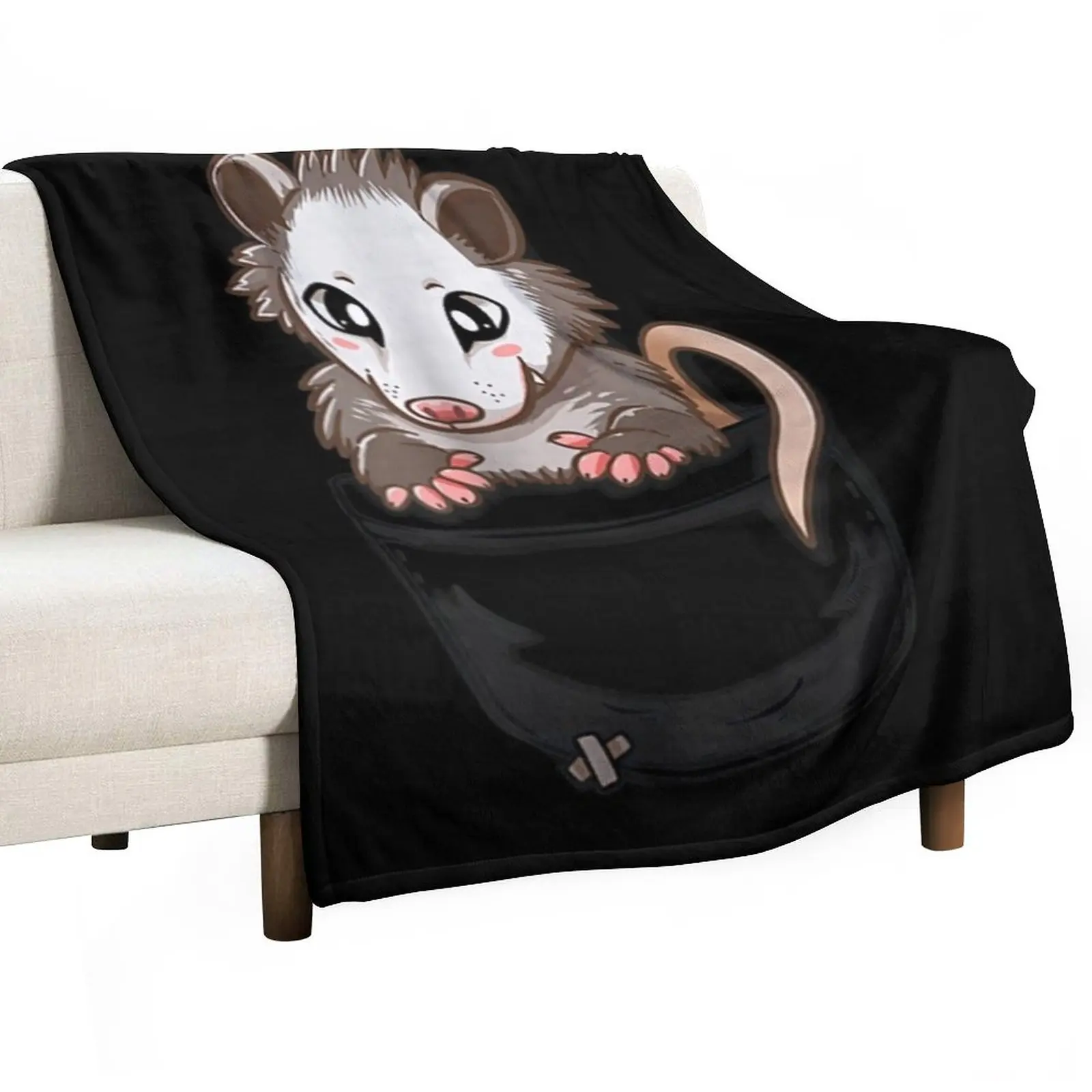 

Pocket Cute Opossum Throw Blanket Picnic cosplay anime Blankets