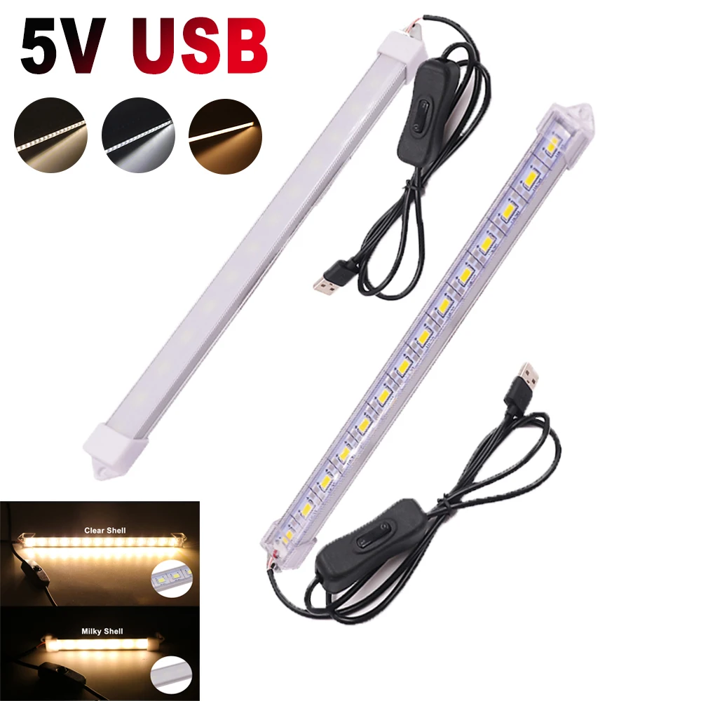 Barra de luz LED de 5V alimentada por USB, tira de luz rígida SMD 5630, 10CM, 20CM, 35CM, 40CM, 50CM, luz LED blanca cálida/Natural/fría para debajo