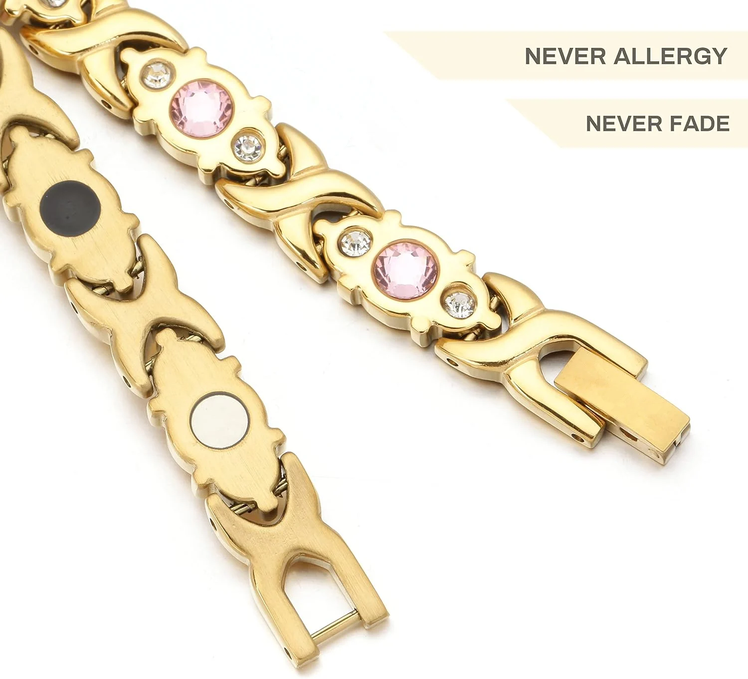 ARADOO Titanium Steel Bracelets for Women Classic Stainless Steel Crystal Zirconia Link Bracelet Jewelry Gifts