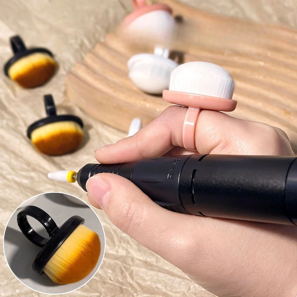 Nail Dust Brush Finger Ring Soft Bristle Brush for Cleaning Fingernails Nail Brushes Prep Manicure Tools Blush brush