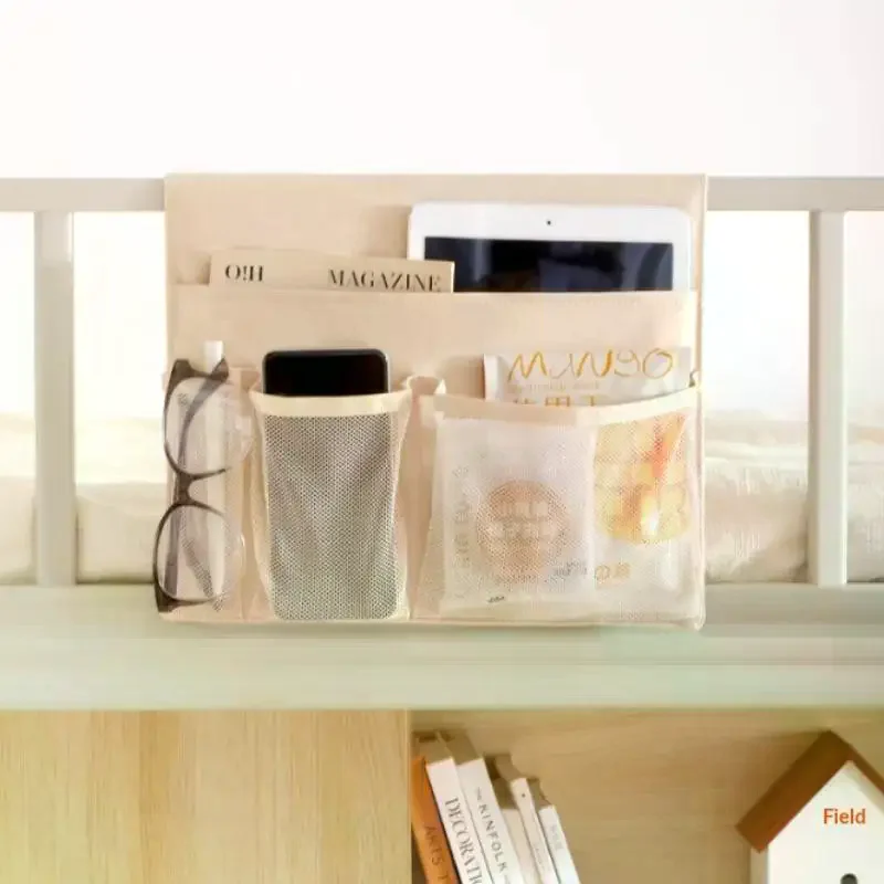 New Storage Basket Hanging Storage Rack Bed Remote Control Bookshelf Dormitory Storage Bag Stand With Hook Bedside Pocket