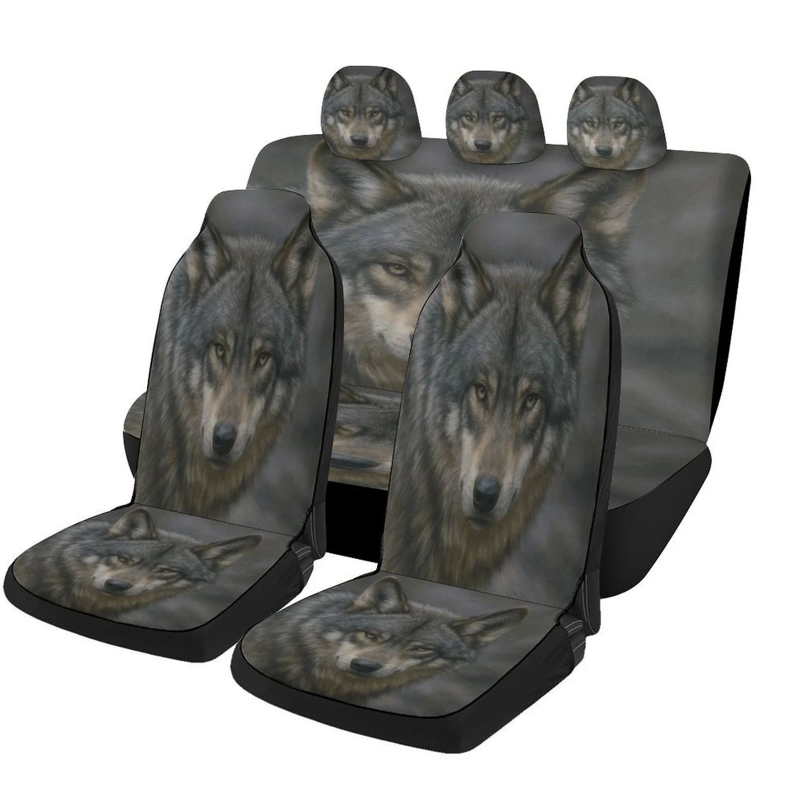 Wolf Design Car Seat Cover Set, Suitable For Various Vehicles. Stylish And Unique, These Full Set Covers Your Seats And Are Desi