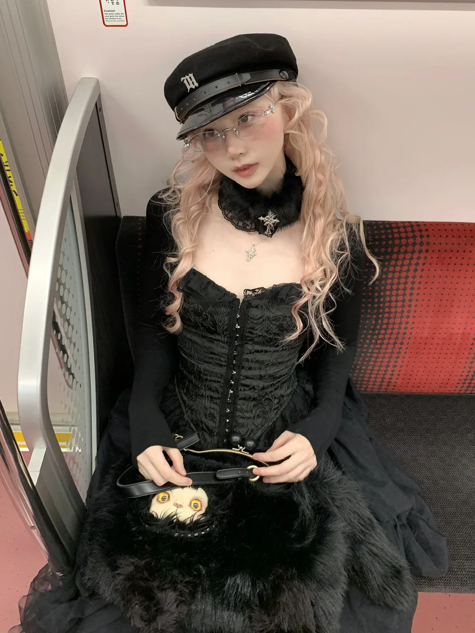 Original Design Klassische Gothic Spitze Patch Schlank Sexy Top Langarm Spitze-up Punk Low Breasted Shirt Frühling Herbst