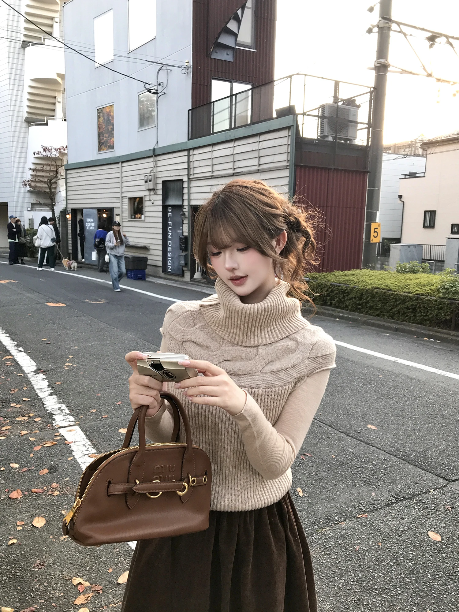 

Вязаный жилет с высоким воротником, 35% шерсть, японский стиль, пончо, топ, женская модная осенняя коллекция